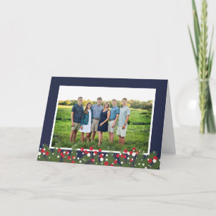 Frohe Weihnachts Foto Collage Pine Branch & Berry Feiertagskarte