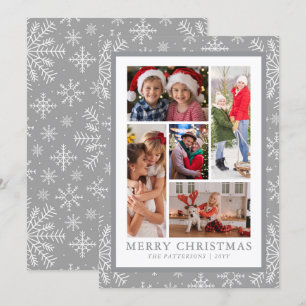 Frohe Weihnachts Foto Collage Silver Snowflake Feiertagskarte
