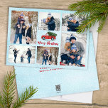 Frohe Weihnachts-Foto Collate Red Truck Feiertagskarte<br><div class="desc">Feiern Sie die Saison mit unseren fröhlichen Weihnachten Multi-Foto Collage Urlaubskarten! Dieses Design mit moderner, eleganter Typografie bringt eine Touch von whimsicalem Charme mit einem klassischen roten LKW im Winterschneefall. Der minimalistische Aquarellhintergrund und die stilvolle Schrift sorgen für eine kreative, einzigartige Touch, die perfekt ist, um die Urlaubsfreuden Ihrer Familie...</div>