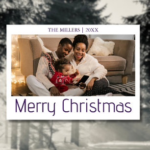 Frohe Weihnachts-Foto Familie Mitternacht Lila Tex Feiertagskarte