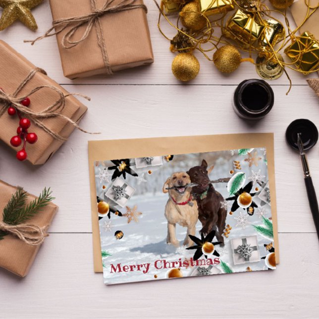 Frohe Weihnachts Foto Familienpet Spielkarte Feiertagskarte (Von Creator hochgeladen)