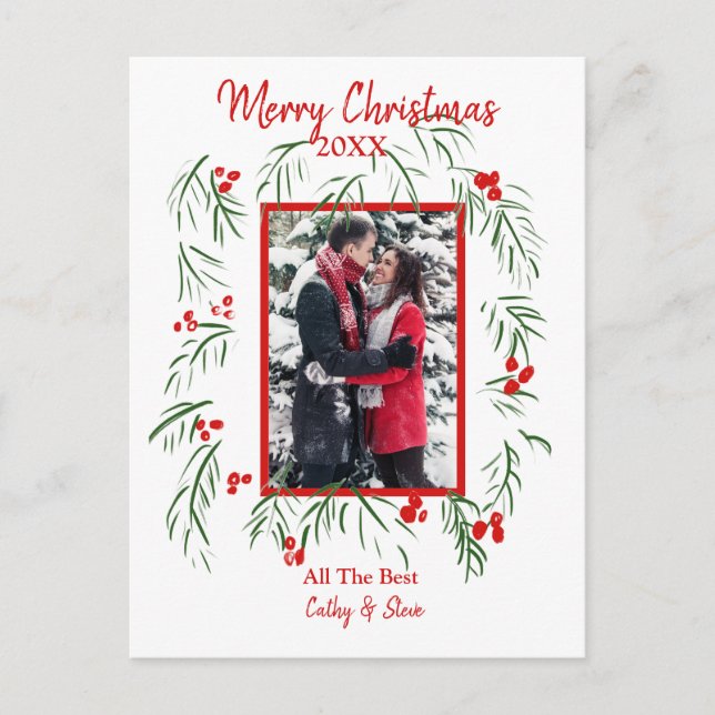 Frohe Weihnachts-Foto-Flachkarte Feiertagspostkarte (Vorderseite)