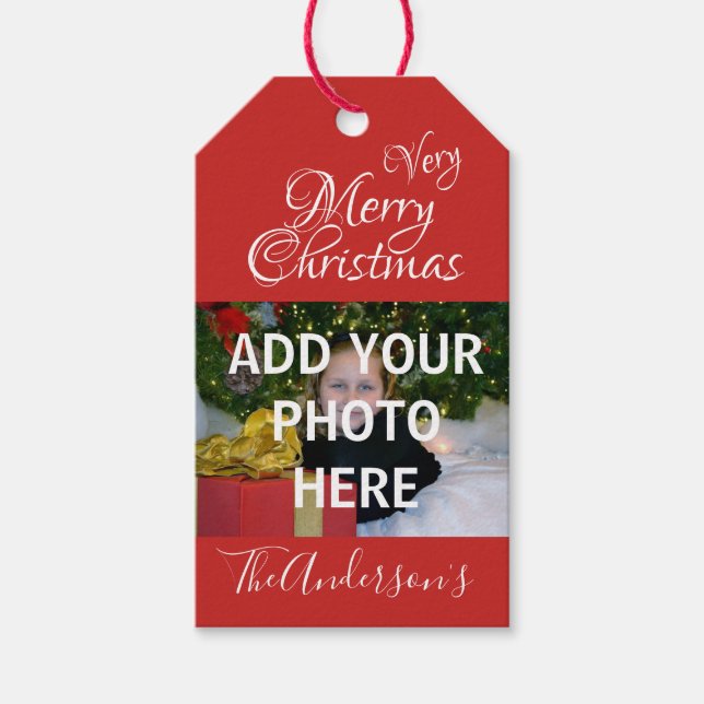 Frohe Weihnachts-Foto Geschenkanhänger (Vorderseite)