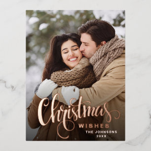 Frohe Weihnachts-FOTO Gruß Rose Gold Folien Feiertagspostkarte