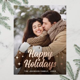 Frohe Weihnachts-FOTO Gruß Rose Gold Folien Feiertagspostkarte