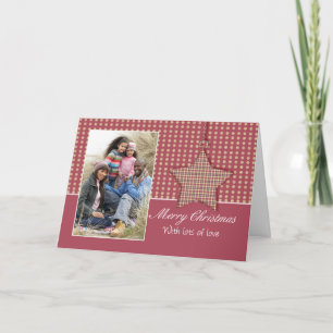 Frohe Weihnachts-Foto Grußkarte mit hängenden S Feiertagskarte
