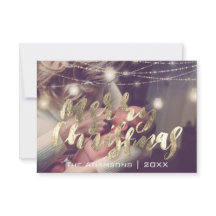 Frohe Weihnachts Foto Lights Marmor Gold Custom