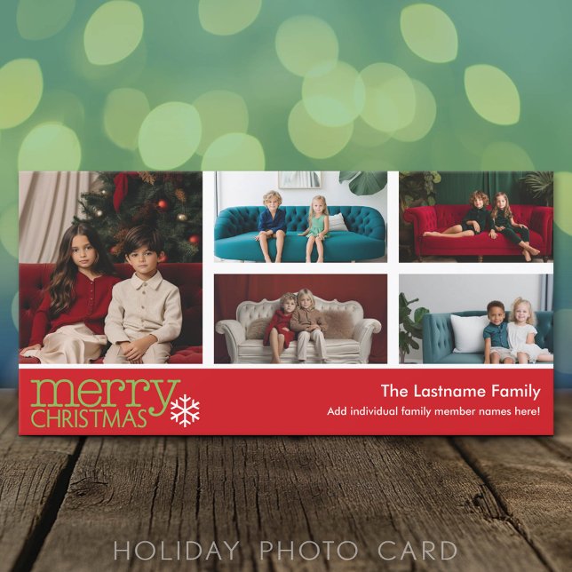 Frohe Weihnachts-Foto - mit 5 Foto Collage Feiertagskarte (Classic Holiday Photo Card)