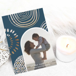 Frohe Weihnachts-Foto mit Message Blue Feiertagskarte