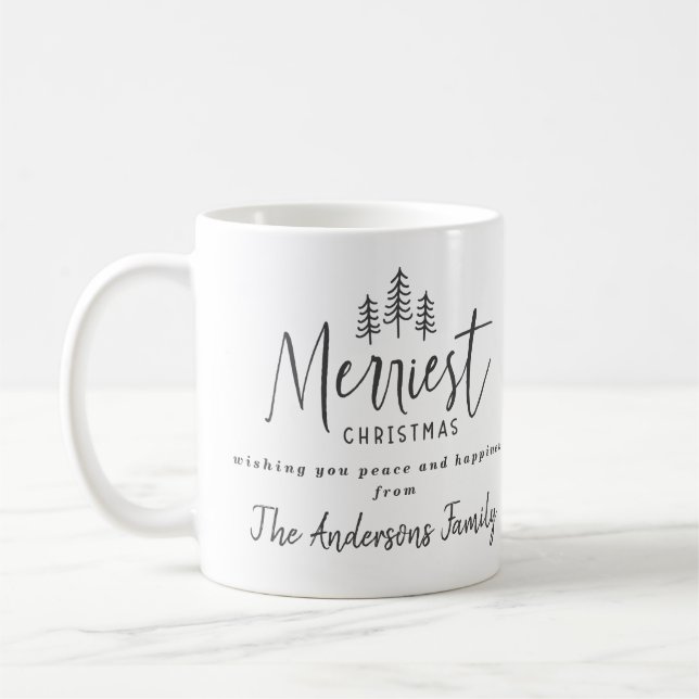 Frohe Weihnachts-Foto moderne Drehbuch-Foto Kaffeetasse (Links)