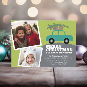 Frohe Weihnachts-Foto Neue Zuhause-Adresse bewegen Feiertagskarte