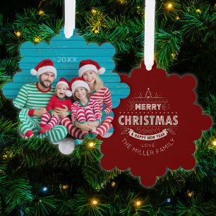 Frohe Weihnachts-Foto-Ornament-Karte Ornament Karte