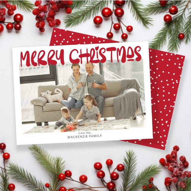 Frohe Weihnachts-Foto Personalisiert Feiertagskarte (Merry Christmas Photo Personalized Holiday Card by Ricaso. Fun bold and colorful holiday cards)