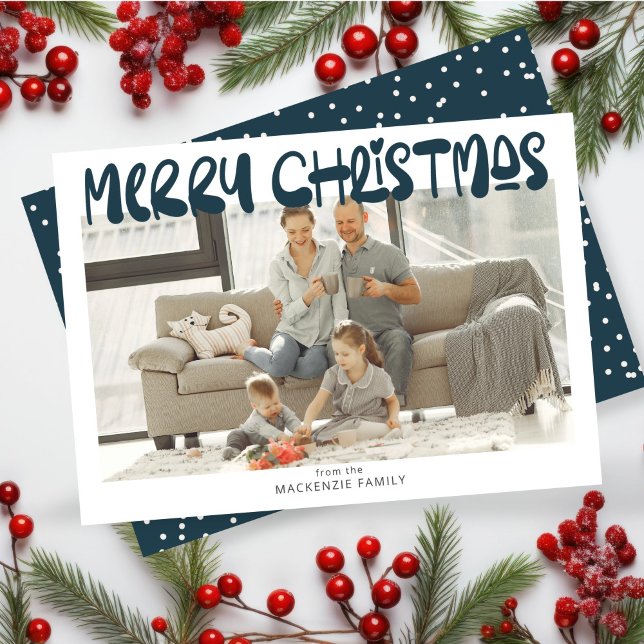 Frohe Weihnachts-Foto Personalisiert Feiertagskarte (Merry Christmas Photo Personalized Holiday Card by Ricaso. Fun bold and colorful holiday cards)