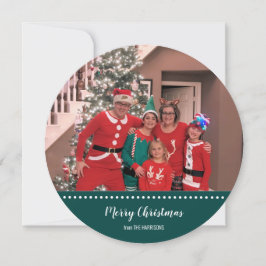 Frohe Weihnachts-Foto Personalisiert Green Round Feiertagskarte