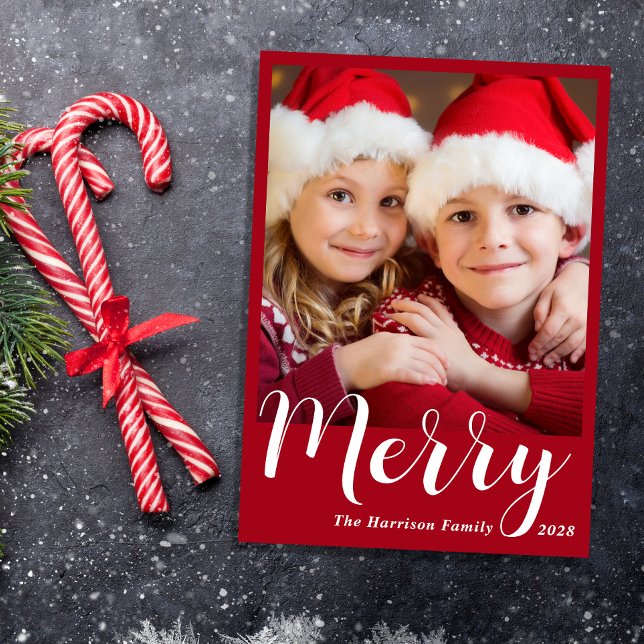 Frohe Weihnachts-Foto Red Feiertagskarte (Share the love and warmth of the season with your personalized photo Christmas card)