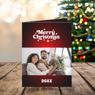 Frohe Weihnachts-Foto Rot-Weiß Jahr in Überprüfung Feiertagskarte
