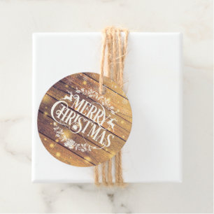 Frohe Weihnachts-Foto Rustikales Holz Geschenkanhänger