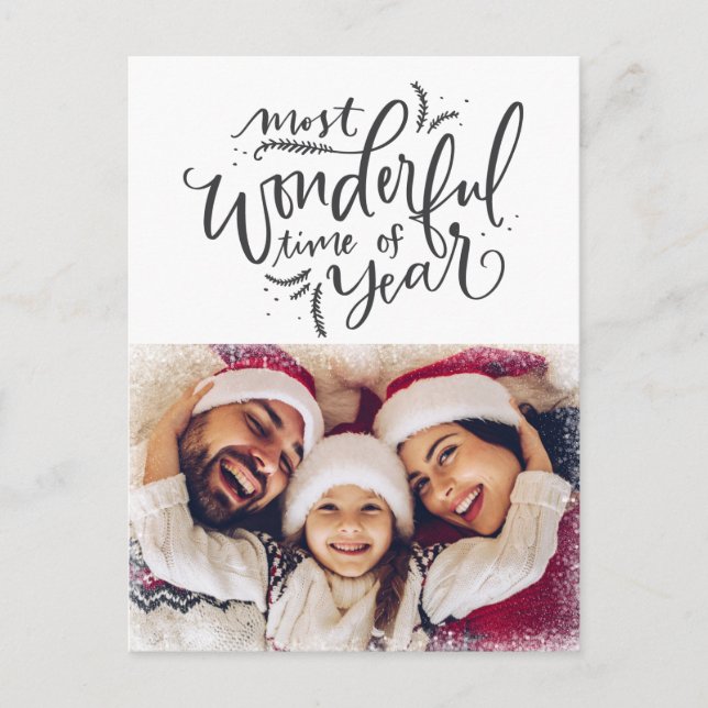 Frohe Weihnachts Foto Snow Holiday Card Postkarte (Vorderseite)
