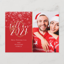 Frohe Weihnachts Foto Spaß Roll auf Neujahr Feiertagspostkarte