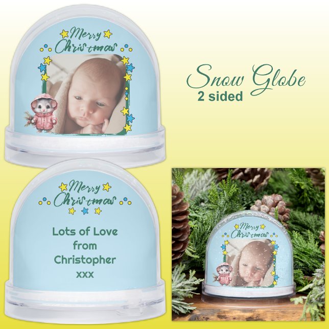 Frohe Weihnachts-Foto-Sterne Maus blau Schneekugeln (Von Creator hochgeladen)