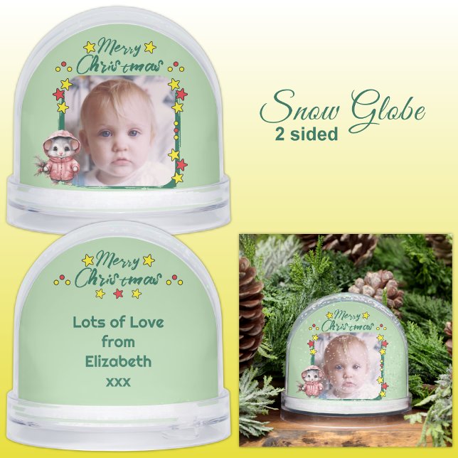 Frohe Weihnachts-Foto-Sterne Maus grün Schneekugeln (Von Creator hochgeladen)