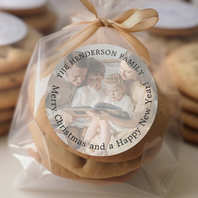 Frohe Weihnachts-Foto Urlaub Runder Aufkleber (Von Creator hochgeladen)