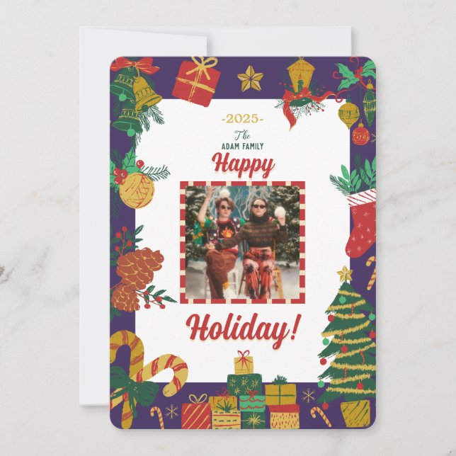 Frohe Weihnachts-Foto-Weihnachtskarte Feiertagskarte (Vorderseite)