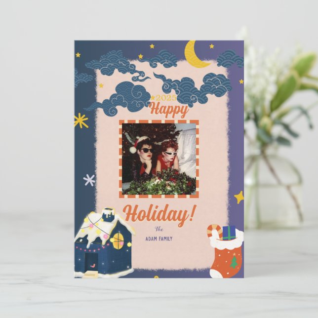 Frohe Weihnachts-Foto-Weihnachtskarten Feiertagskarte (Stehend Vorderseite)