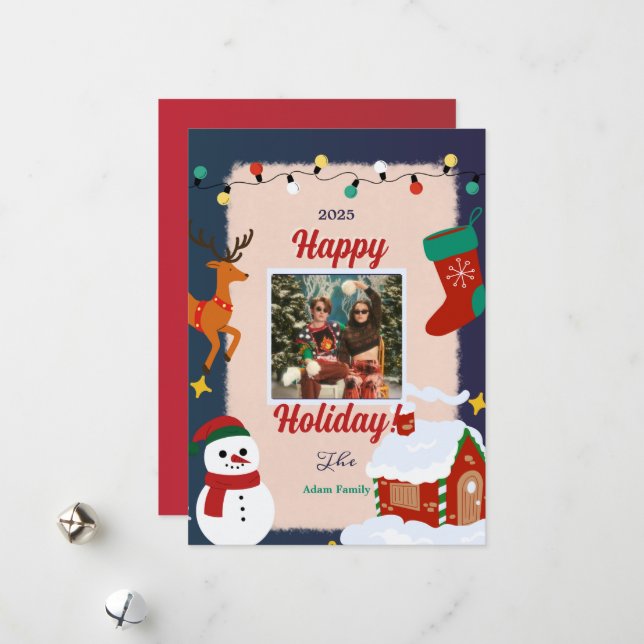 Frohe Weihnachts-Foto-Weihnachtskarten Feiertagskarte (Vorderseite/Rückseite Beispiel)