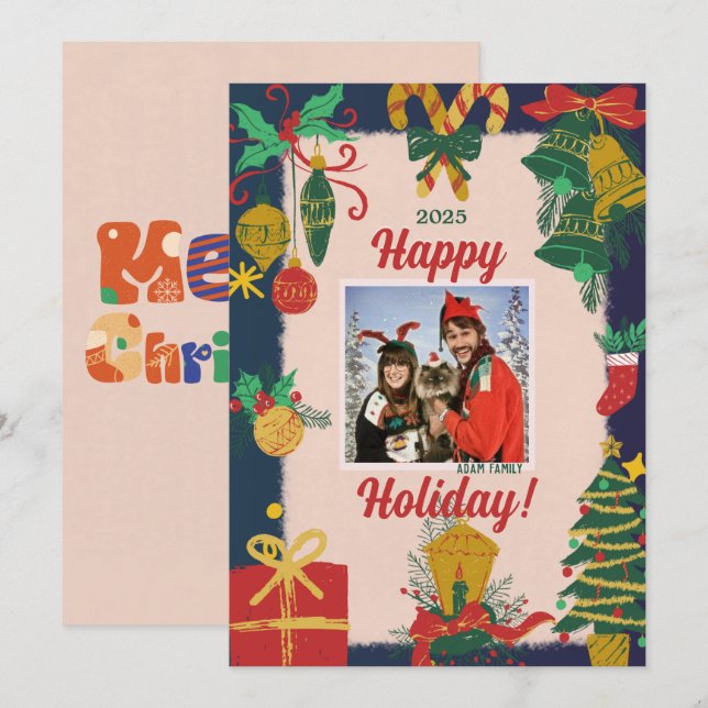 Frohe Weihnachts-Foto-Weihnachtskarten Feiertagskarte (Vorne/Hinten)