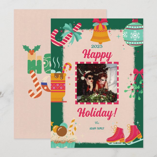 Frohe Weihnachts-Foto-Weihnachtskarten Feiertagskarte (Vorne/Hinten)