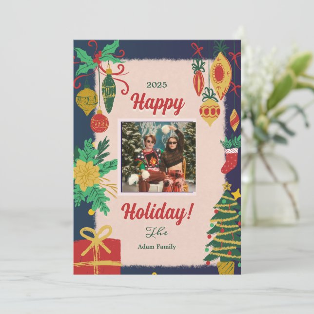 Frohe Weihnachts-Foto-Weihnachtskarten Feiertagskarte (Stehend Vorderseite)