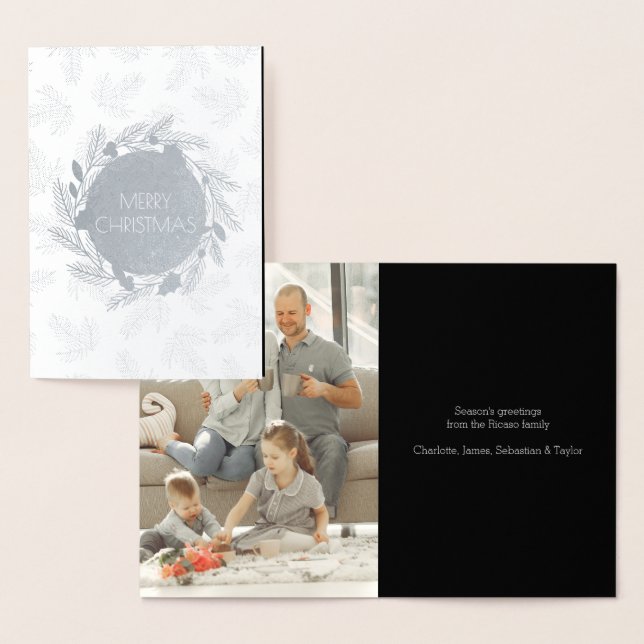 Frohe Weihnachts-Foto Wreath Folienkarte (Anzeige)