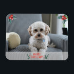 Frohe Weihnachts-Fotokarte von Pet Magnet<br><div class="desc">Individuell anpassbarer Weihnachts-Foto-Magnet von Ihrem Haustier (oder Kindern!</div>