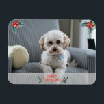 Frohe Weihnachts-Fotokarte von Pet Magnet<br><div class="desc">Individuell anpassbarer Weihnachts-Foto-Magnet von Ihrem Haustier (oder Kindern!</div>