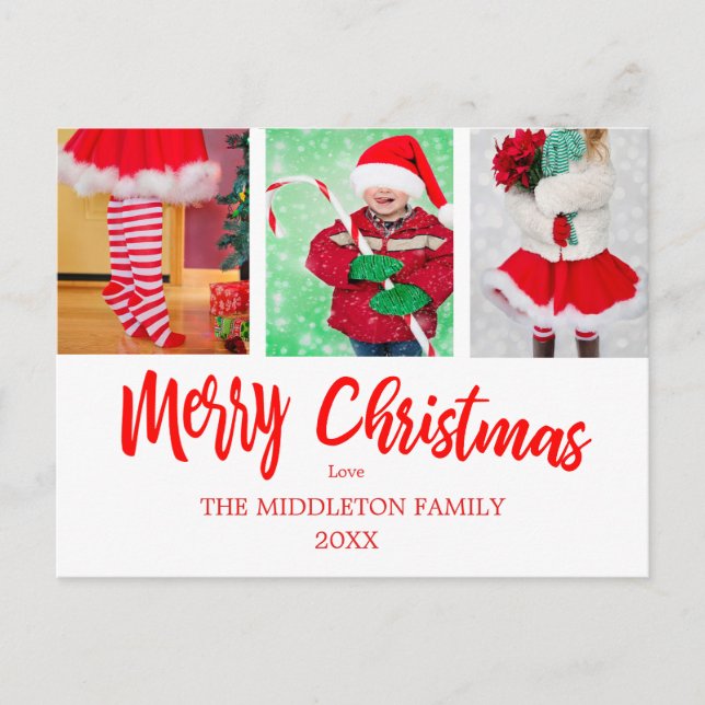 Frohe Weihnachts-Fotos Feiertag Gruß Postkarte (Vorderseite)