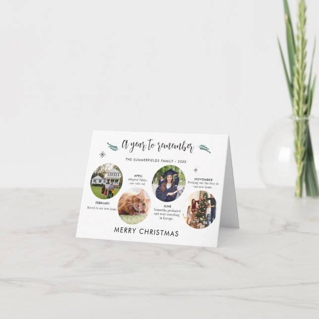 Frohe Weihnachts-Fotos Timeline Urlaub Karte (Vorderseite)