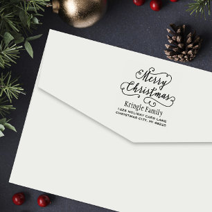Frohe Weihnachts-freudige Script-Rücksendeadresse Permastempel