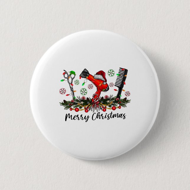 Frohe Weihnachts Friseur Friseur Matching C Button (Vorderseite)