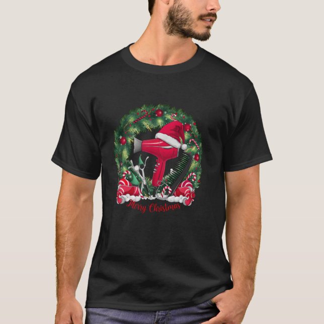 Frohe Weihnachts-Friseur Funny Friseur Xmas T-Shirt (Vorderseite)