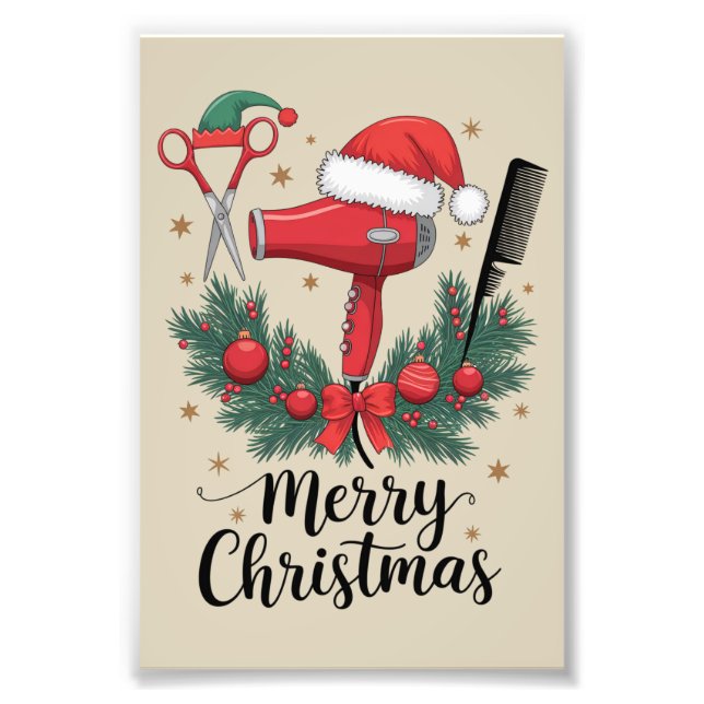 Frohe Weihnachts-Friseur Weihnachten Friseur Xmas  Fotodruck (Vorne)