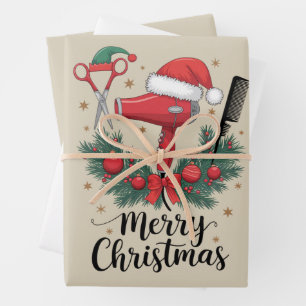 Frohe Weihnachts-Friseur Weihnachten Friseur Xmas  Geschenkpapier Set