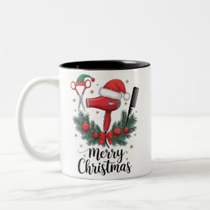 Frohe Weihnachts-Friseur Weihnachten Friseur Xmas  Zweifarbige Tasse