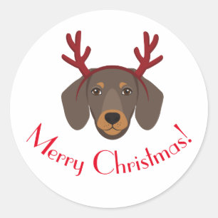 Frohe Weihnachts Funny Dackel Rentier Sticker