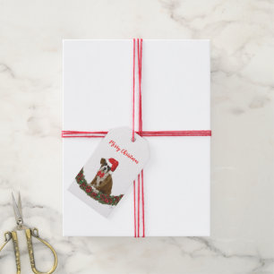 Frohe Weihnachts Funny Dog Whimsical Tree Red Geschenkanhänger