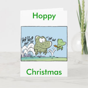 Frohe Weihnachts Funny Funny Frog Cartoon Card Feiertagskarte