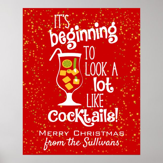 Frohe Weihnachts Funny Holiday Cocktail Poster (Vorne)