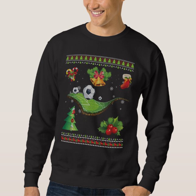 Frohe Weihnachts-Fußball-Player Sport Fan Ugly Swe Sweatshirt (Vorderseite)