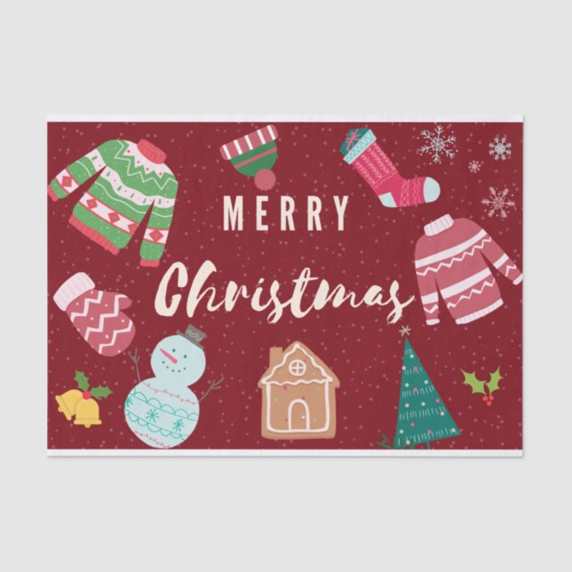 Frohe Weihnachts gekochte Pullover, Schneemann, Ba Seidenpapier (Vorderseite)